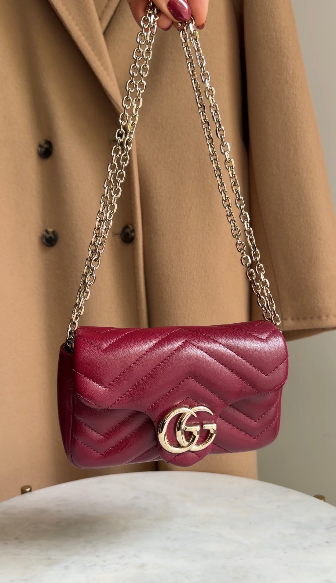 Gucci Red Marmont Mini Rosso Ancora Red Shoulder Chain Bag