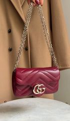 Gucci Red Marmont Mini Rosso Ancora Red Shoulder Chain Bag