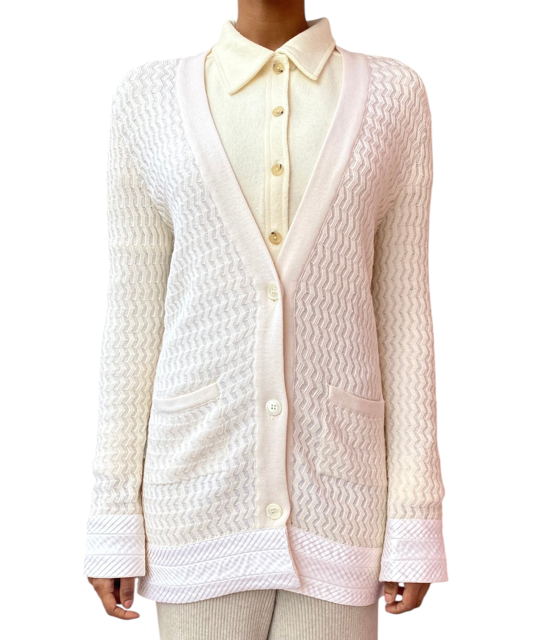 Thome Browne Ivory Wool Knit Cardigan - 38 / US 4-6