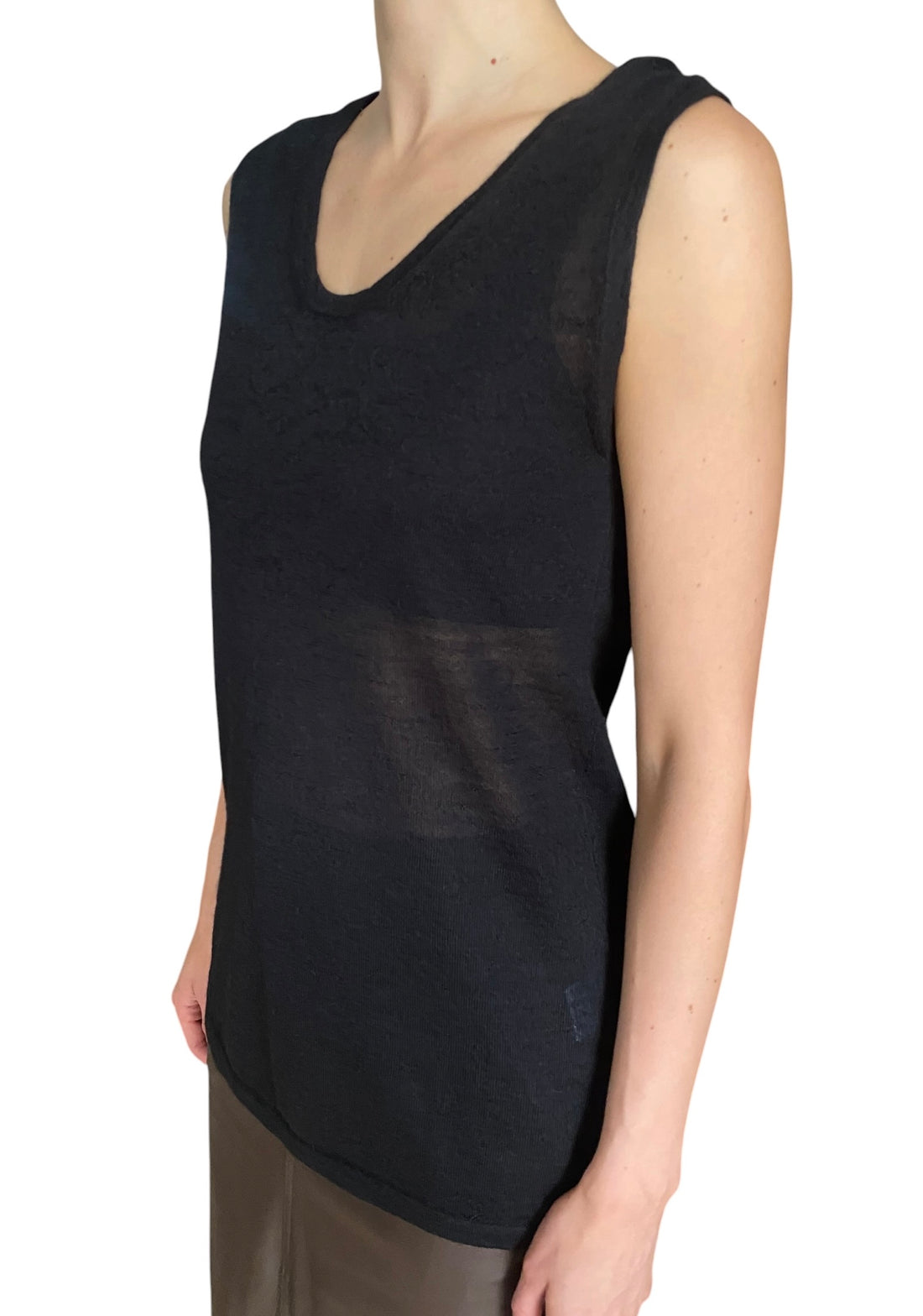 Lauren Manoogian Black Sheer Alpaca Fine Knit Long Tank Top - 2 / M / US 6-8
