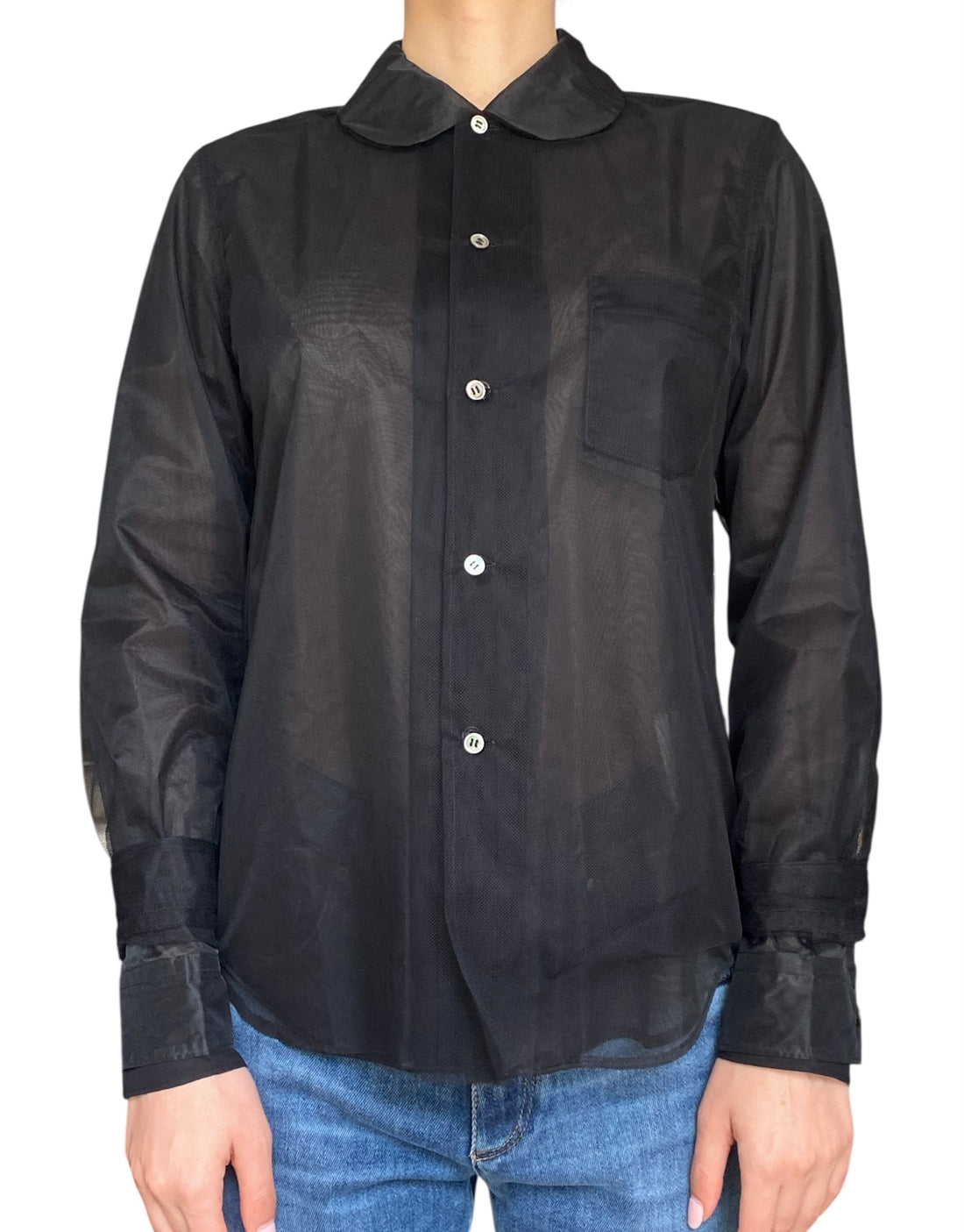 Comme Des Garçons Black Triple Layered Tulle Shirt - M