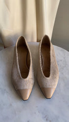 Loro Piana Beige Rebecca Cap Toe Fabric Pointed Ballet Flats - 37.5