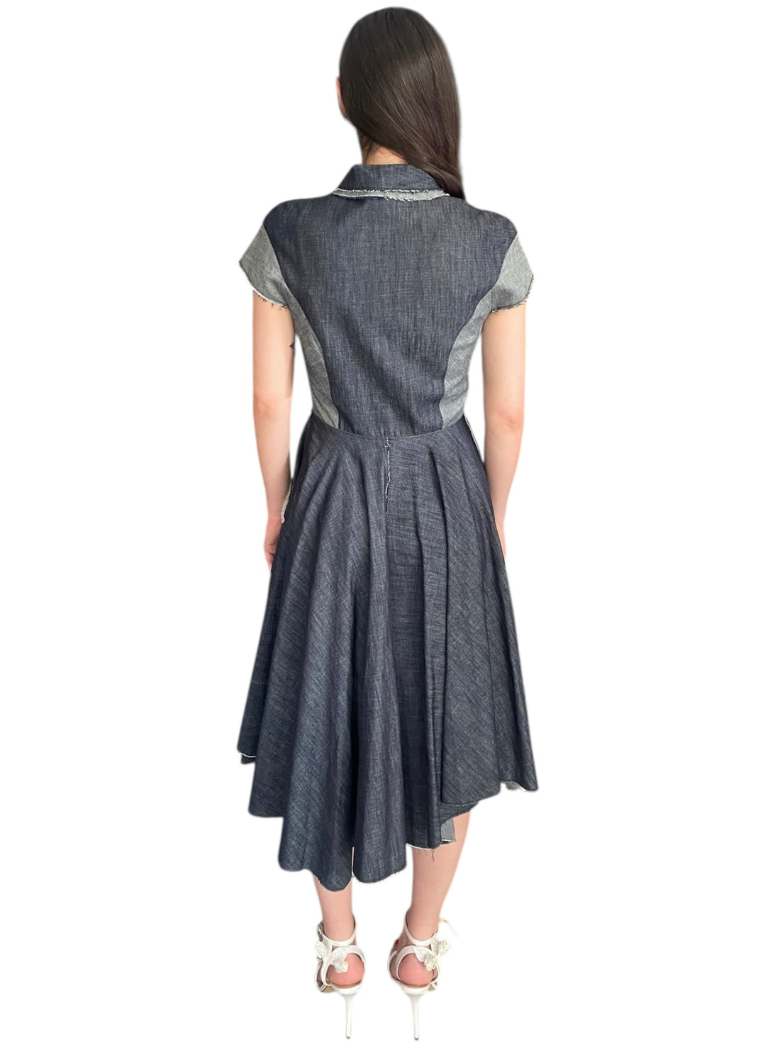 Bottega Veneta Denim Panel Asymmetrical Sequin Embellished Dress - IT40 / S