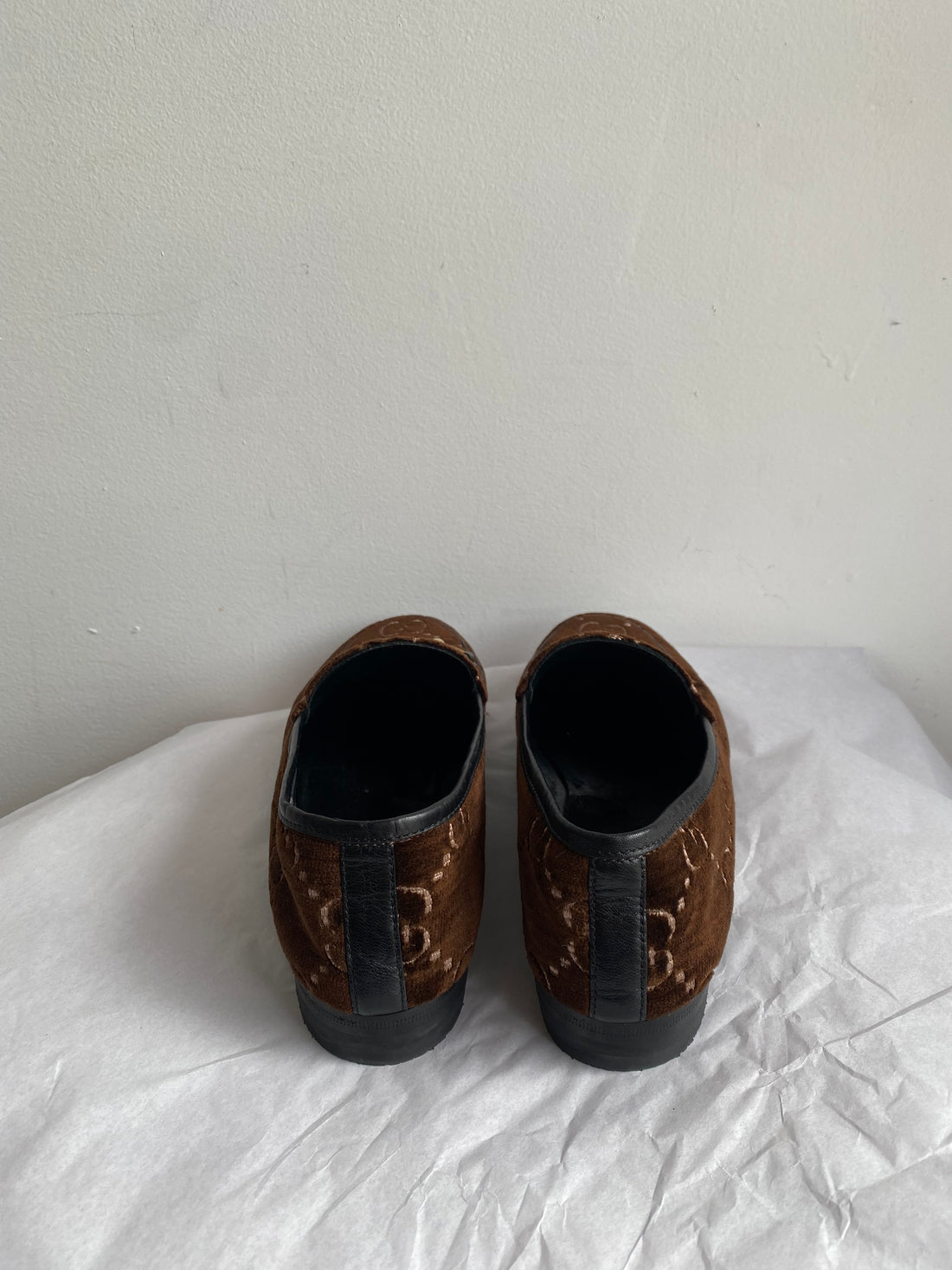Gucci Brown Velvet Horsebit Loafers