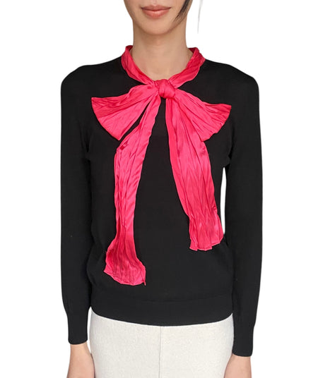 Gucci Black & Pink Silk Bow Cashmere Knit Long sleeve - L