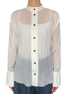 Ferragamo White Wrinkled Sheer Long Sleeve Shirt - IT 38 / US 4-6