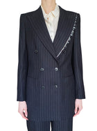 Dries Van Noten Pinstripe Double-Breasted Fringe Detail Blazer - 36 / US 6