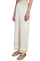 Doen Champagne Silk Satin Fringe Trimmed Wide-Leg Pyjama Pants - S / US 4-6