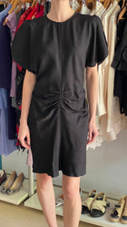 Victoria Beckham Black Gathered Flutter Sleeve Cocktail Dress - UK 12 / M / US 6-8