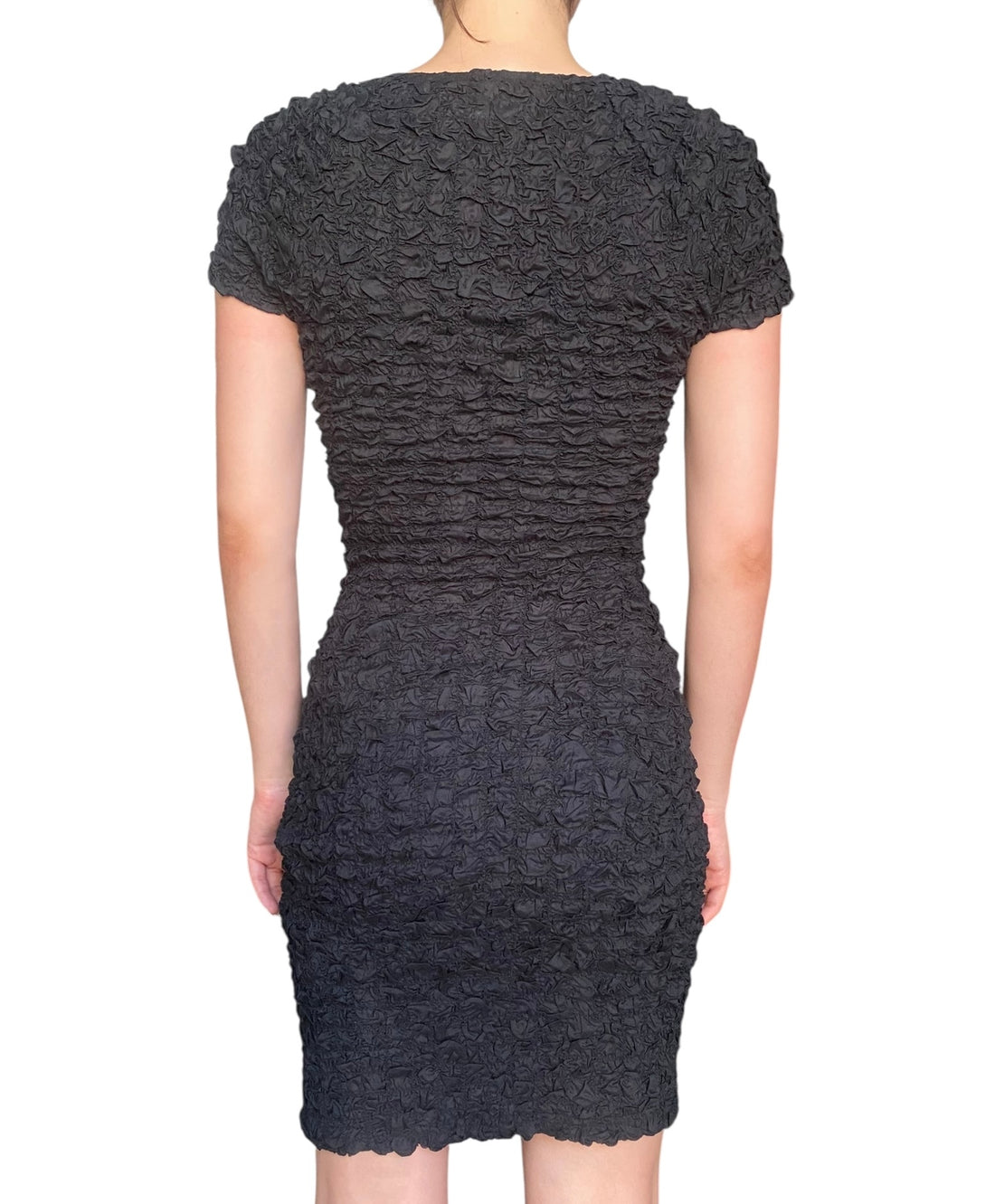 Mara Hoffman Black Textured Mini Cutout Dress - S / US 4