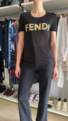 Fendi Black Logo Sheer Jersey Knit Tee - IT 40 / US 4