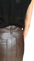 Brunello Cucinelli Chocolate Brown Lambskin Leather Midi Skirt - IT 40 / US 4