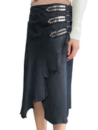 Balmain Black Goatskin Studded Wrap Skirt - FR 44 / US 12