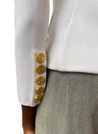 Alexandre Vauthier Ivory Double Breasted Gold Button Jacket - XS / US 2