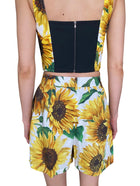 Dolce & Gabbana Yellow Sunflower Printed 2-Piece Bustier Shorts Set - 42 / US 4