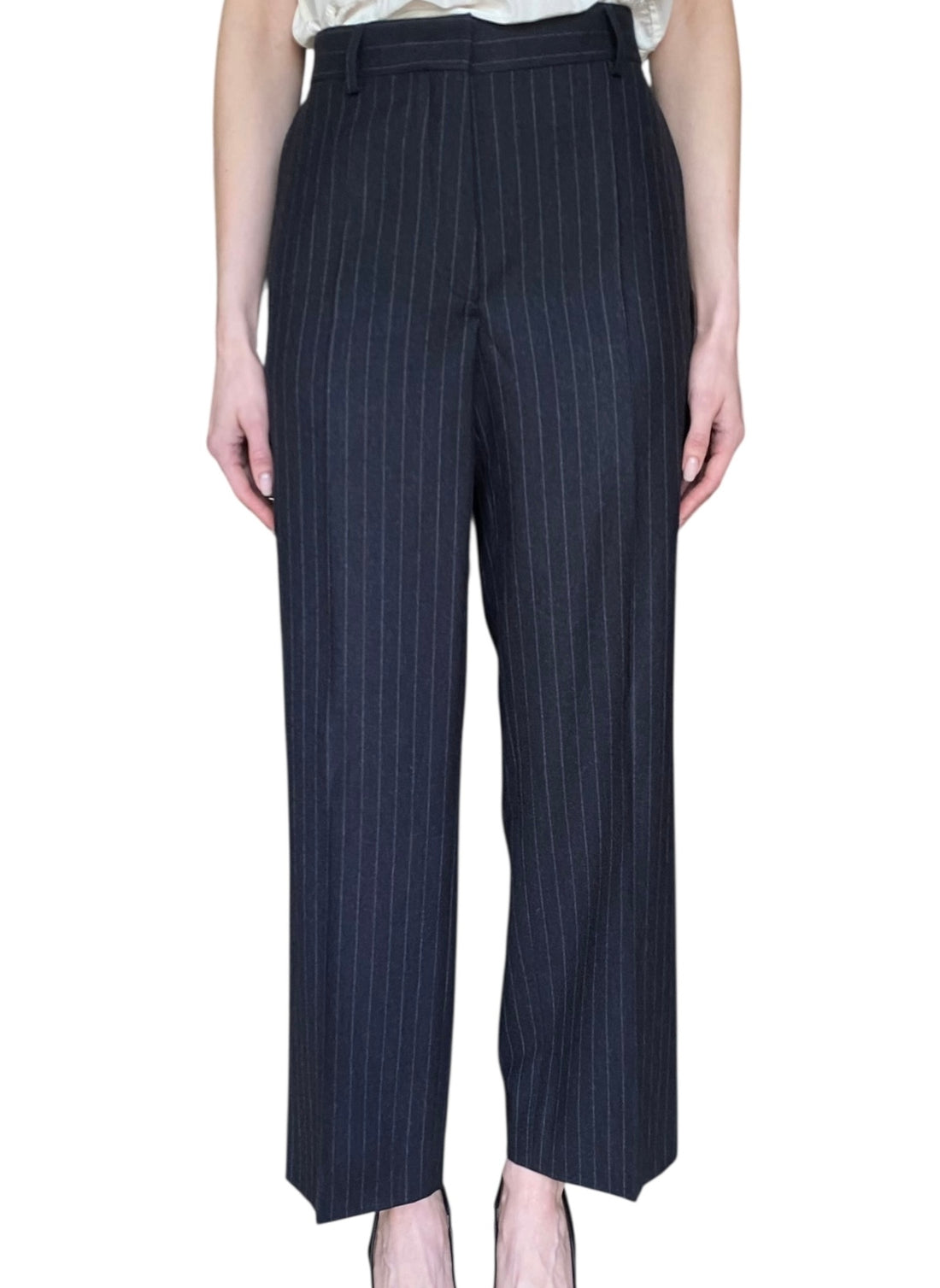 Dries Van Noten Grey Wool Pinstripe Trousers - 38 / US 6