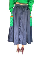 Prada Navy & Green Nylon Maxi Pocket Skirt - 44 / US 8