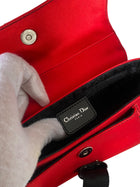 Dior Red Satin Hardcore Mini Rhinestone Chain Bag