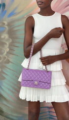 Chanel Medium Lilac Purple Caviar Leather Classic Double Flap Bag LGHW