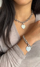 Tiffany & Co. Sterling Silver Plain Heart Tag Link Necklace