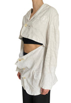 Y’s Yohji Yamamoto Ecru Linen Cutout Blazer - JP 3 / L