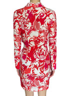 Roberto Cavalli Red Floral Printed Long-Sleeve Collared Dress - US 2-4