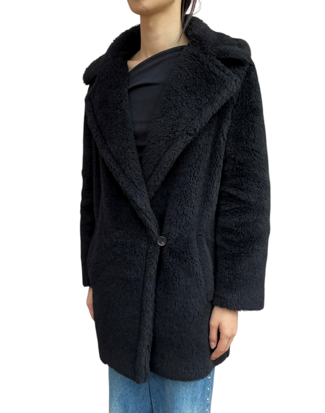 Max Mara Black Fiocco Teddy Coat - 38 / US 4