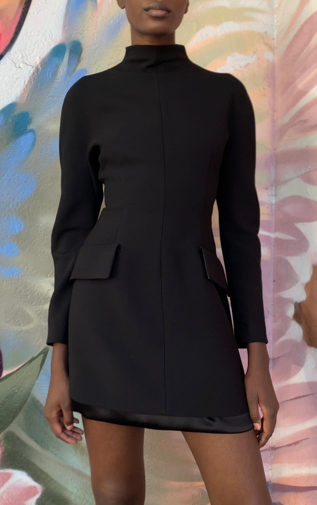 SportMax Black Tefrite Mock Neck Mini Dress - IT 44 / M
