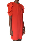 Chloe Orange Ruffle Shift Mini Dress - FR 38