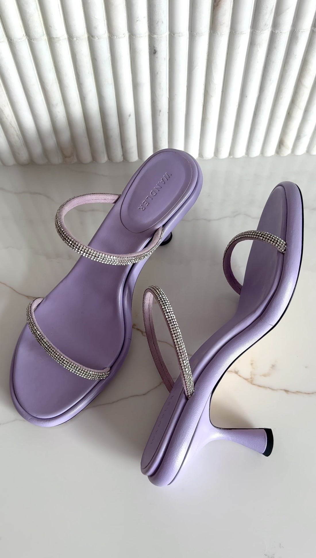 Wandler Lilac Purple June Strass Two Band Sandals - 40