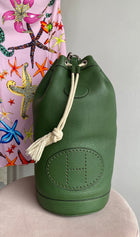 Hermes Vintage 2000 Green Clemence Lunch Drawstring Shoulder Bag