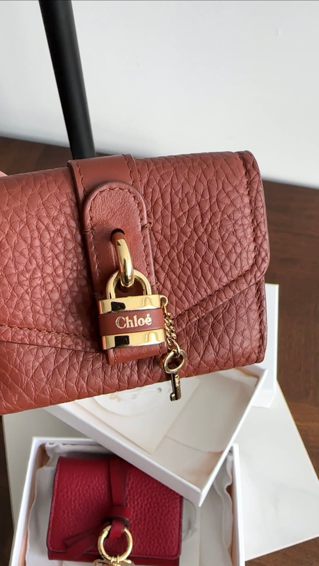 Chloe Small Brown Leather Paddington Padlock Wallet