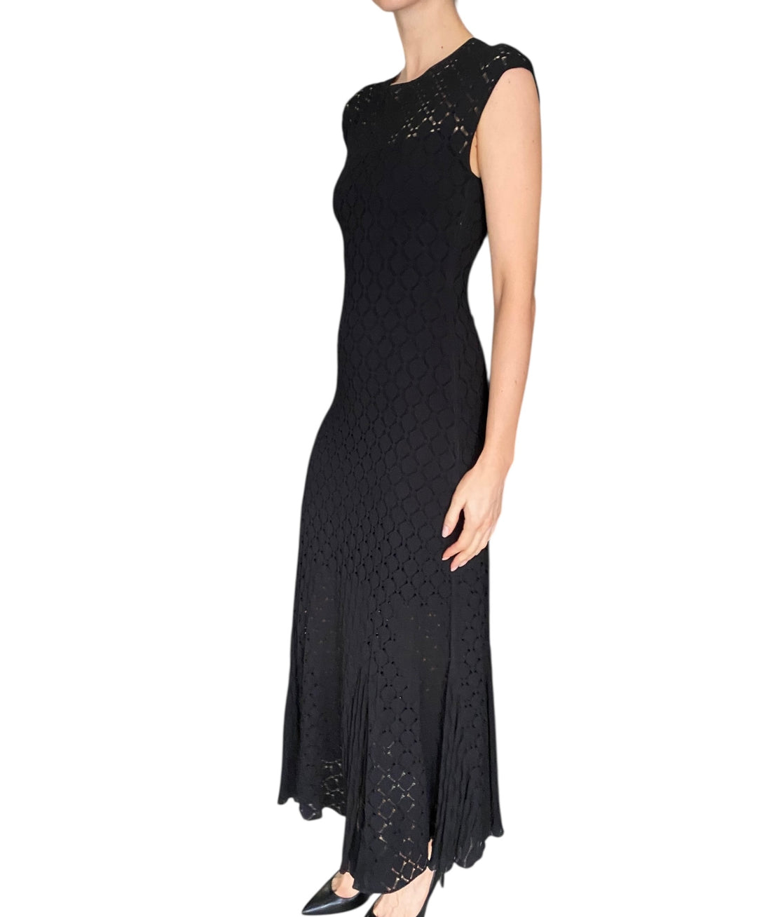 Lanvin Black Lace Effect Knit Gown - XS / US 2