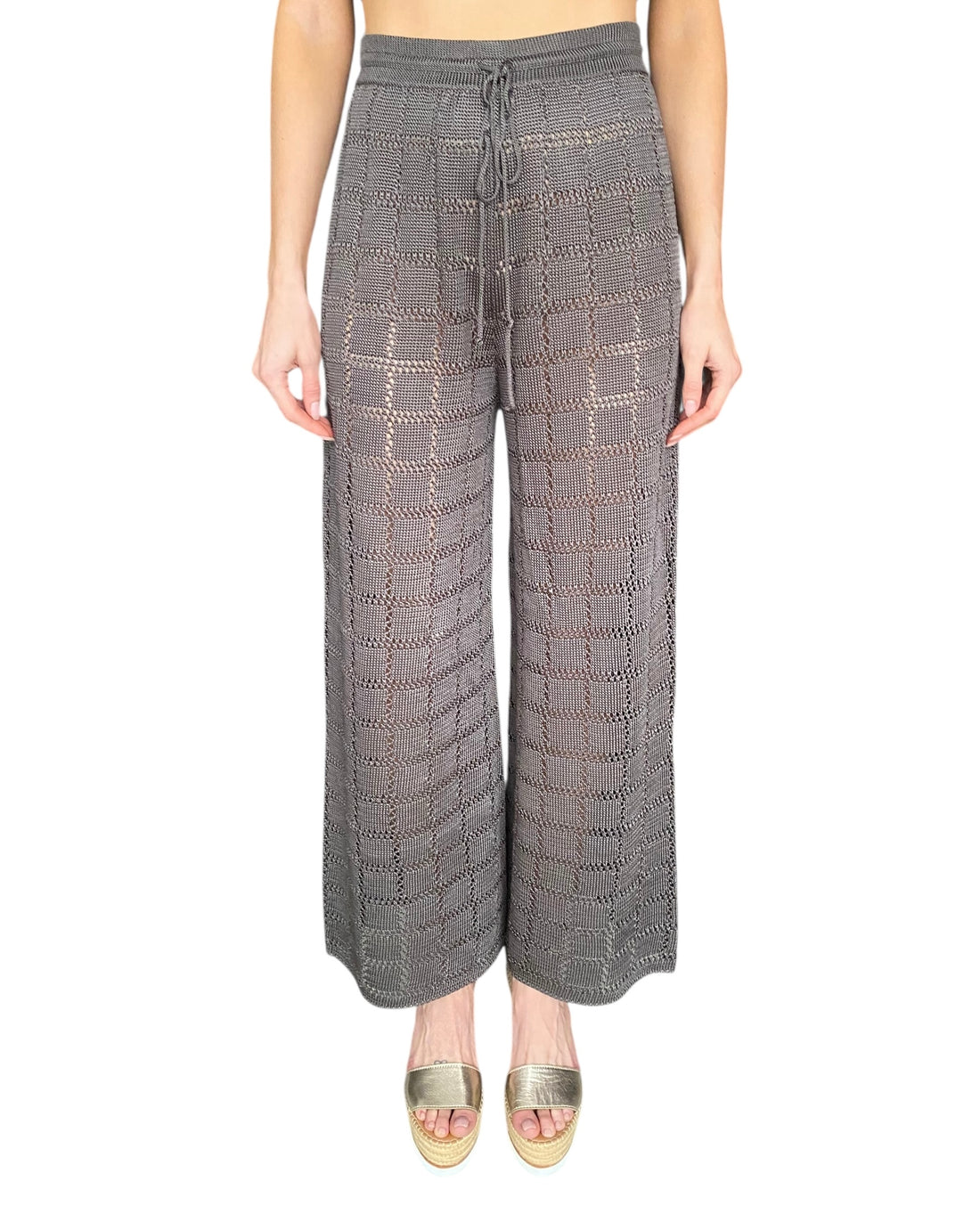 Calle Del Mar Grey Knit Patchwork Trousers - M