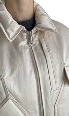 Victoria Beckham Ivory Satin Padded Bomber Jacket - IT 42 / US 6
