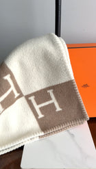 Hermes Avalon Baby Blanket Noisette / Blanc