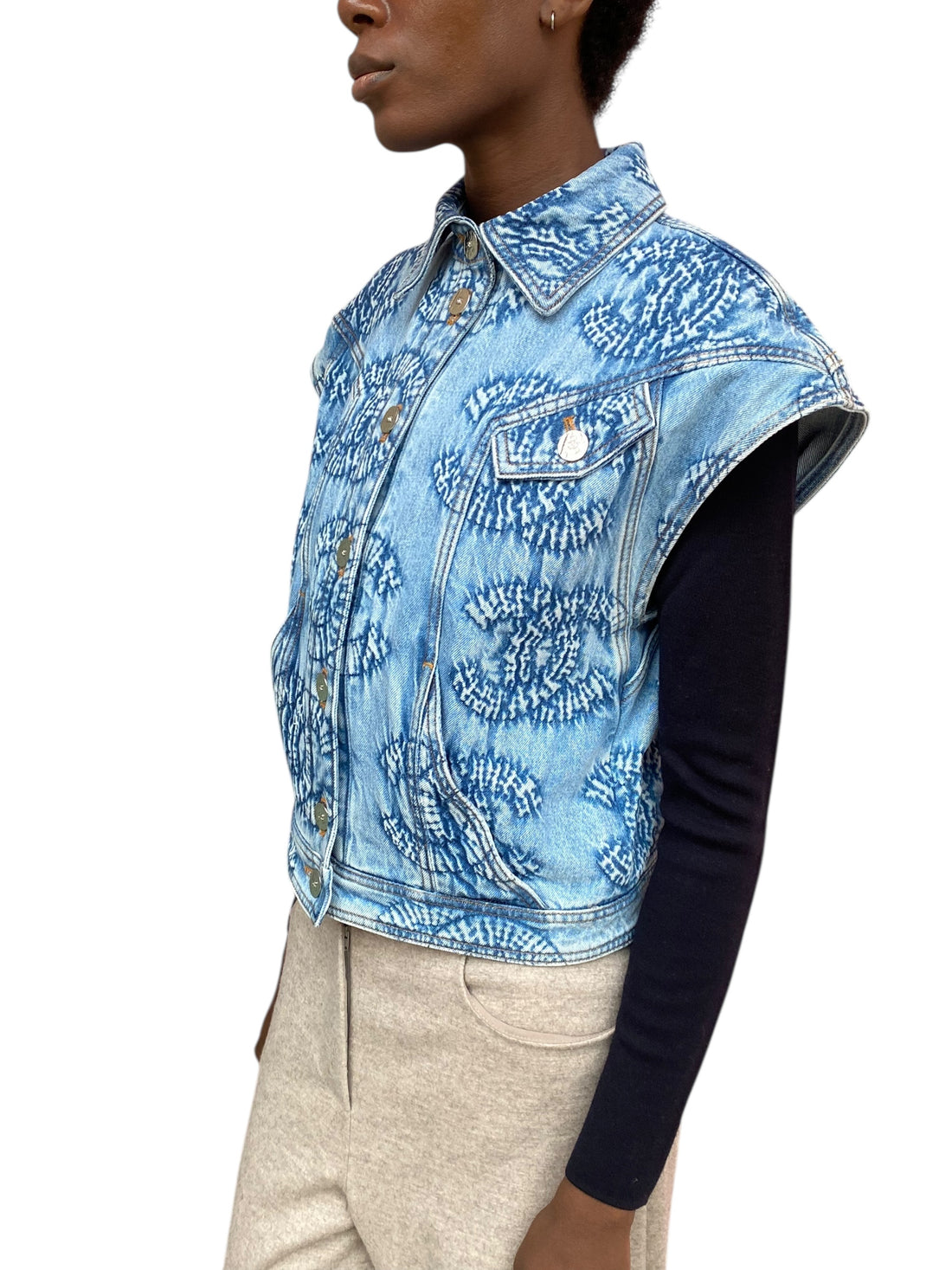 Chanel 24C Denim CC Logo Embroidered Vest - 38 / US 6