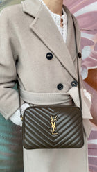 Saint Laurent Dark Olive Green Medium Lou Monogram Quilted Camera Bag