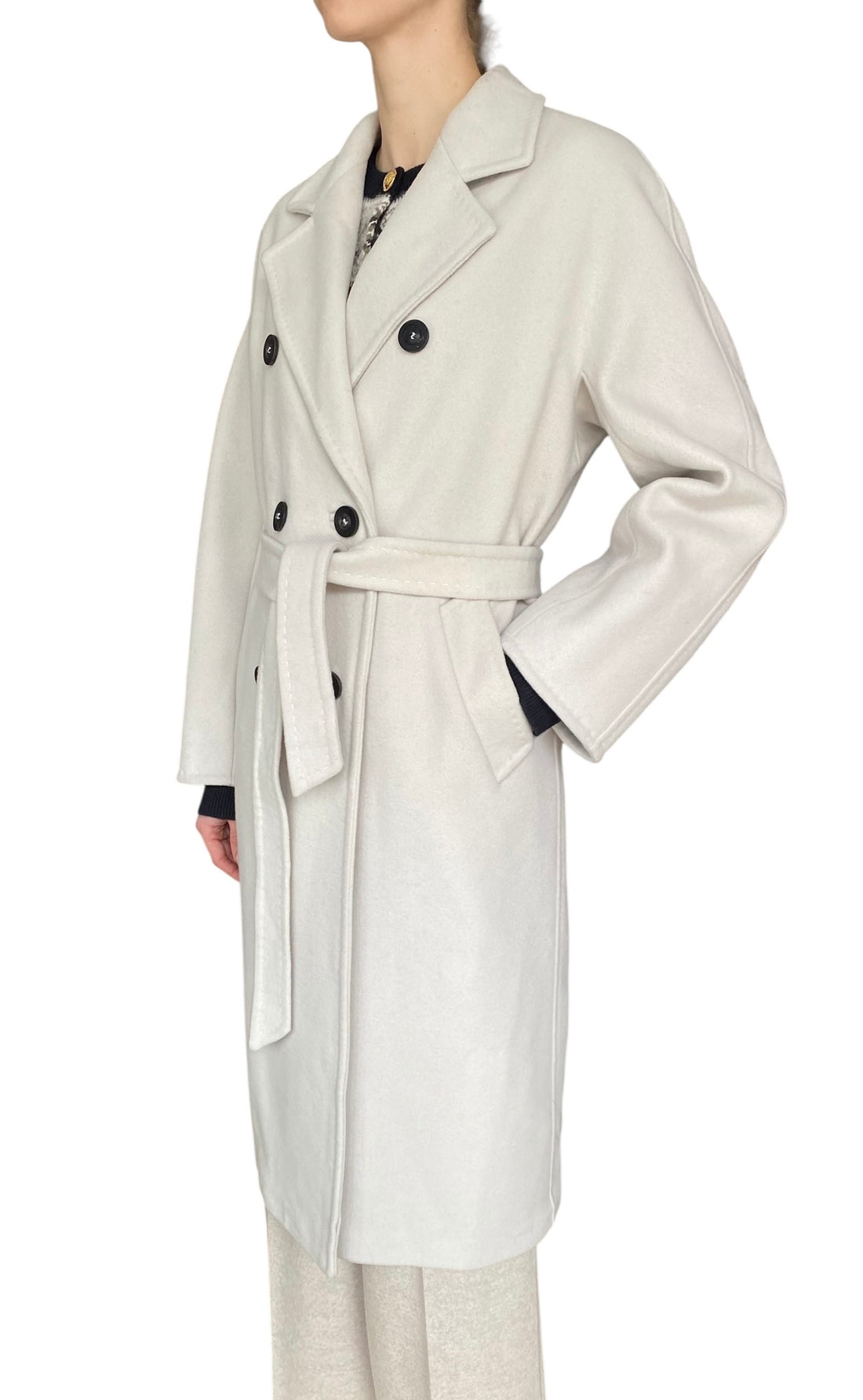 Max Mara Ivory Wool & Cashmere Madame Coat - US 4