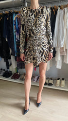 Alexandre Vauthier Crystal Buckle Animal Printed Mini Dress - IT 36 / US 2