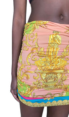 Versace Pink & Green “Borocco Goddess” 2-Piece Silk Bralette / Skirt Set - 40 / US 4