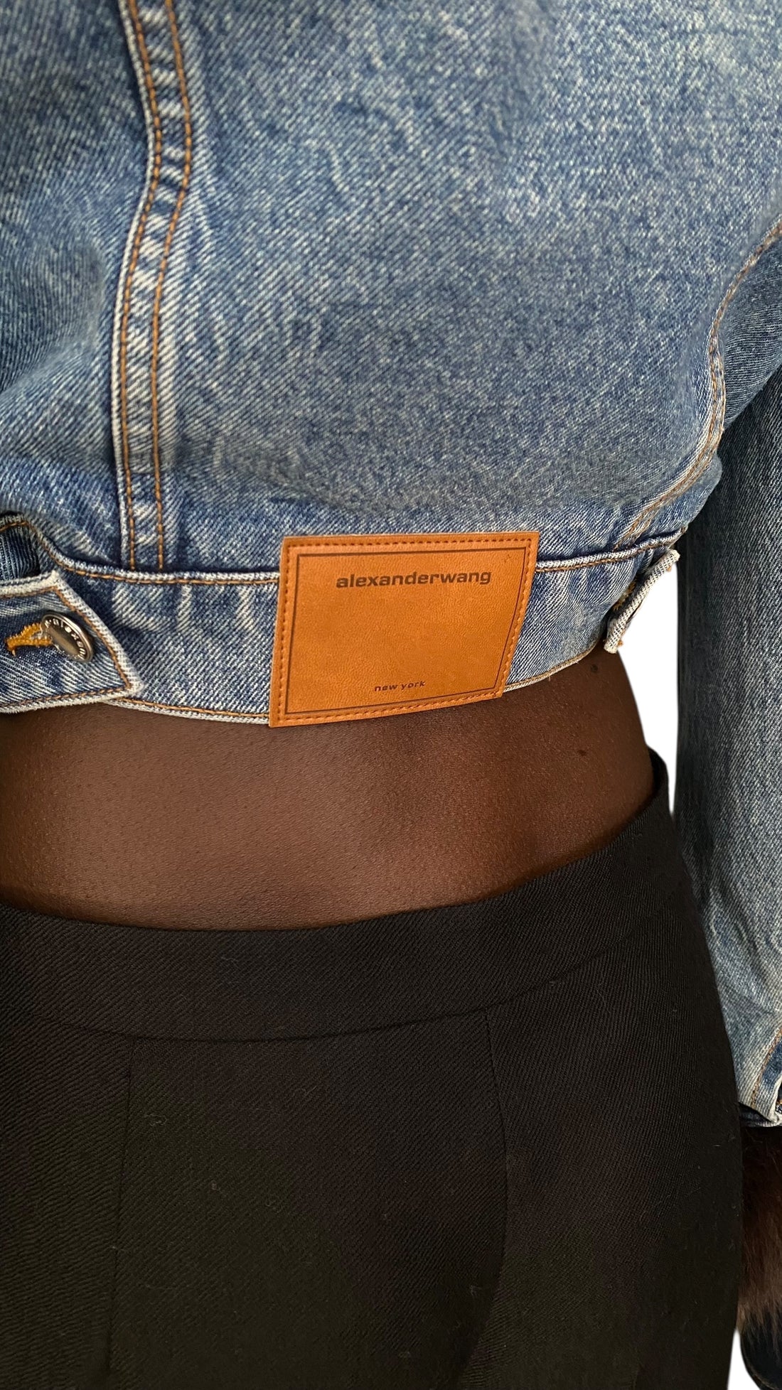 Alexander Wang Indigo Faux Fur Trim Cropped Denim Jacket - S / US 2-4