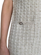 Chanel 17A Ivory Metallic Houndstooth Tweed Knit Mini Dress - FR 36 / US 2-4