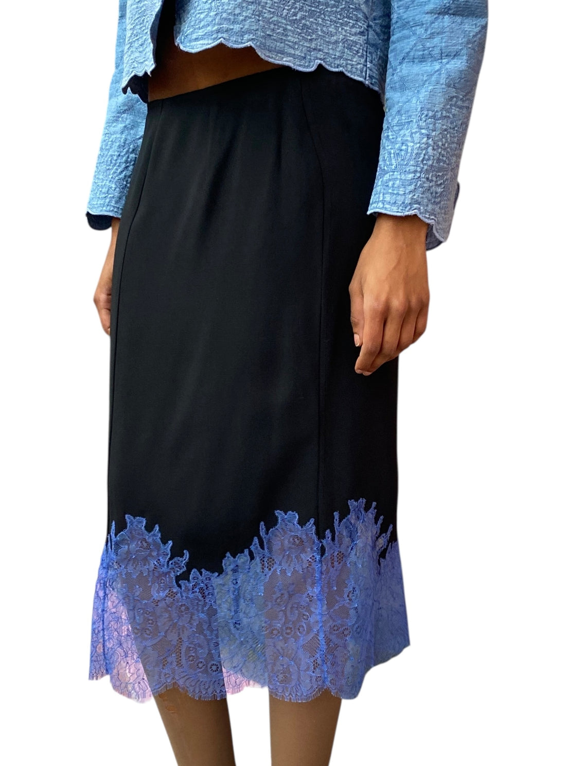 Gauchere Black Lace Trim Skirt - M / US 6