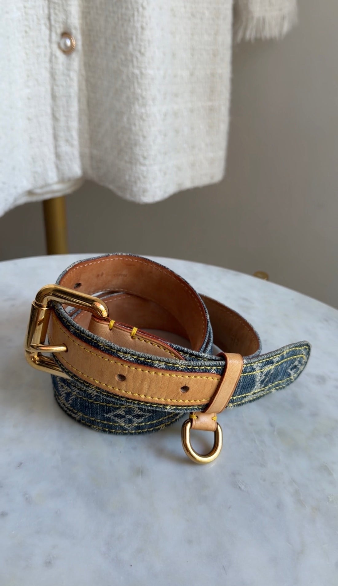 Louis Vuitton Blue Vintage 2006 Denim LV Monogram Belt - 90 / 36