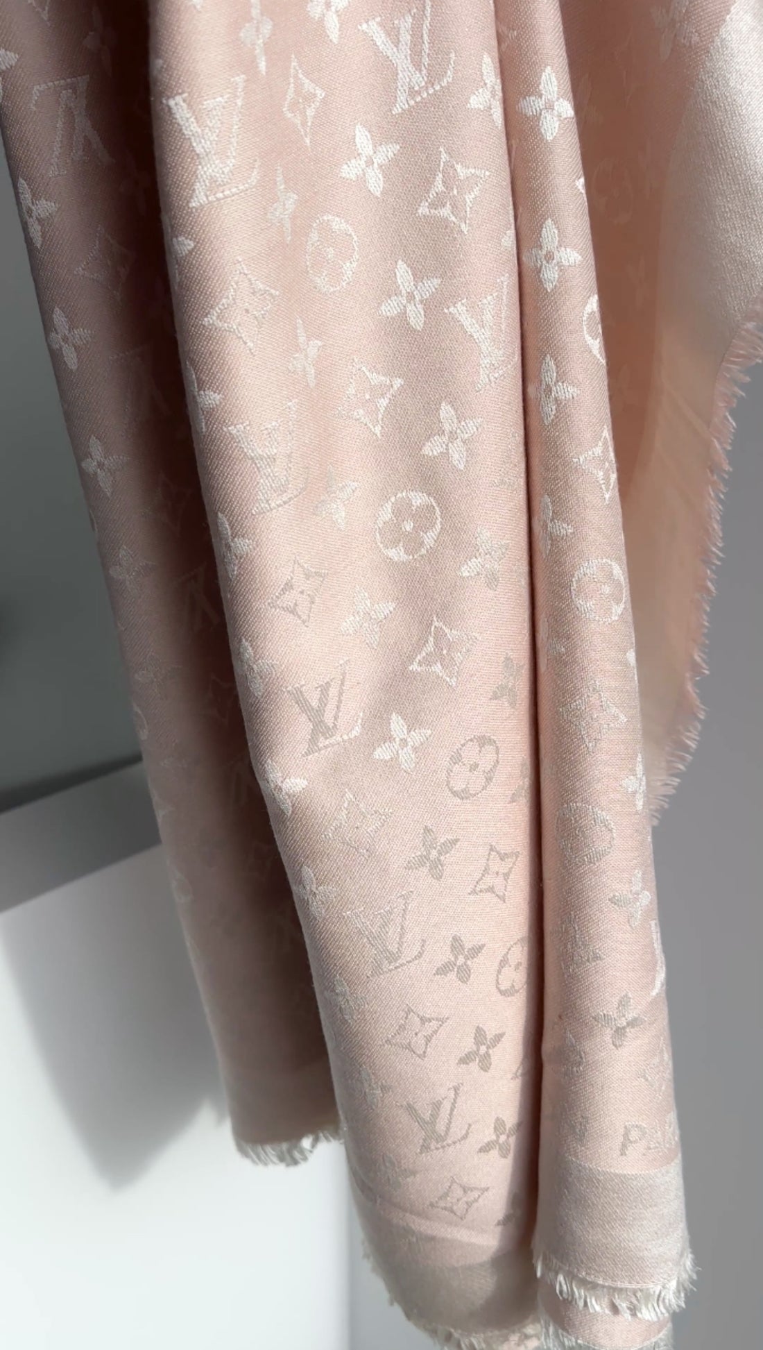 Louis Vuitton Pink Monogram Silk Cashmere Shawl Scarf