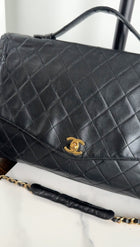 Chanel Black Quilted Leather Vintage Two Way Envelope Flap Chain Bag