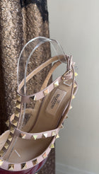 Valentino Burgundy Patent and Leather 110mm Cage Rock Stud Heels - 37.5