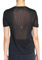 Fendi Black Logo Sheer Jersey Knit Tee - IT 40 / US 4