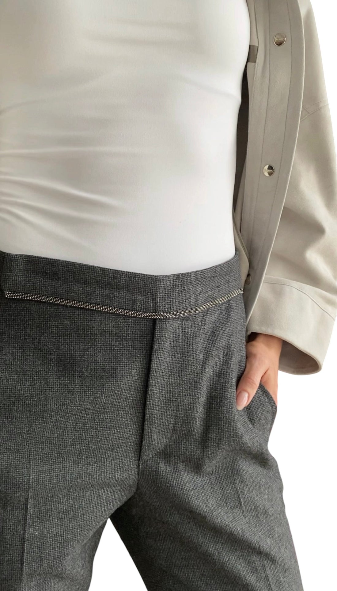 Brunello Cucinelli Grey Wool Monili Trousers - IT 42 / US 6